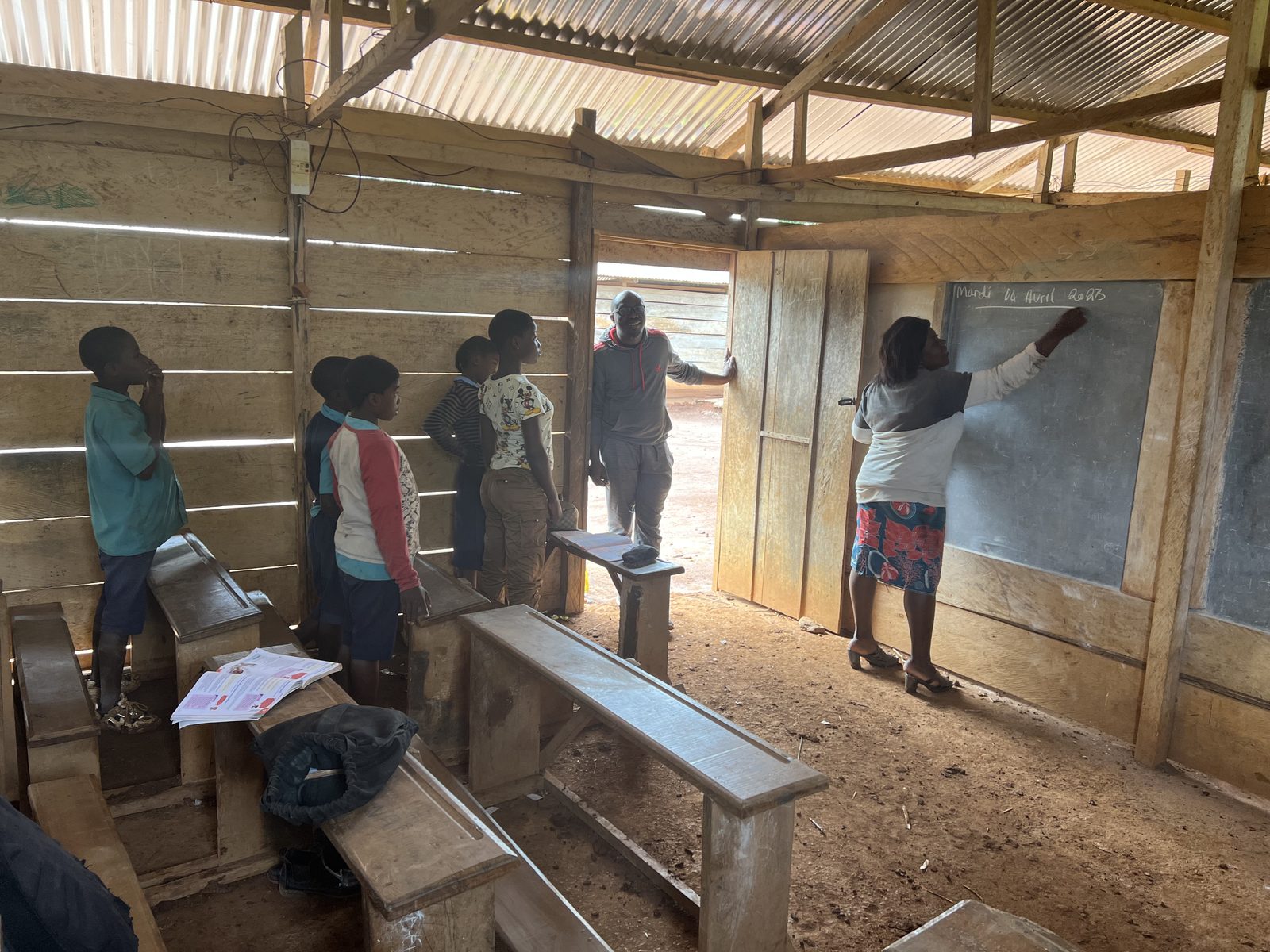 Rural village school classroom in session, April 2023
